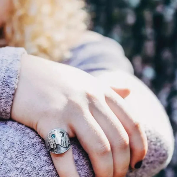 Bague Lune Bleue Forêt