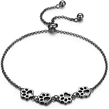 Bracelet en Argent Sterling avec Empreinte de Patte – Taille Ajustable