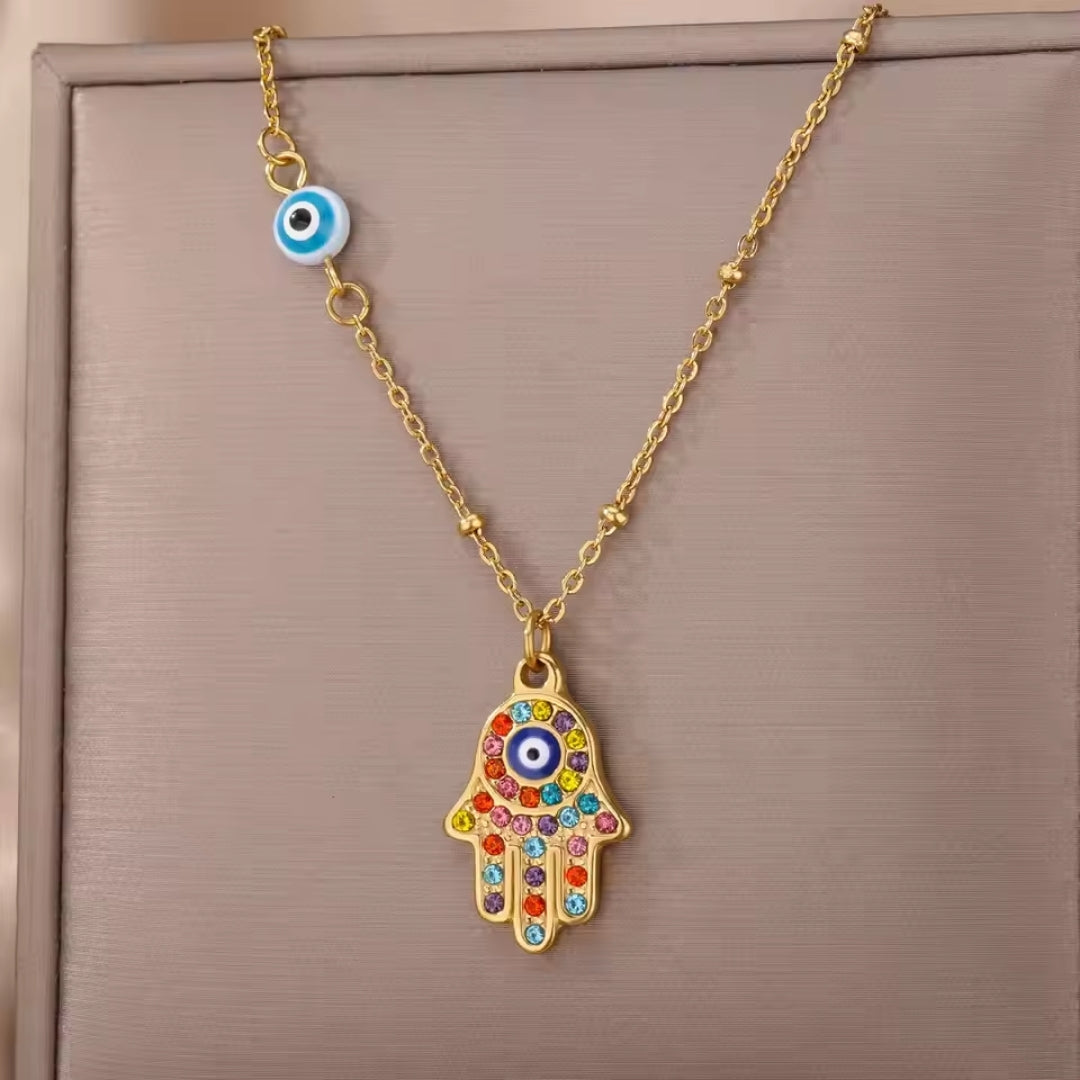 Collier en Or avec Figurine Colorée
