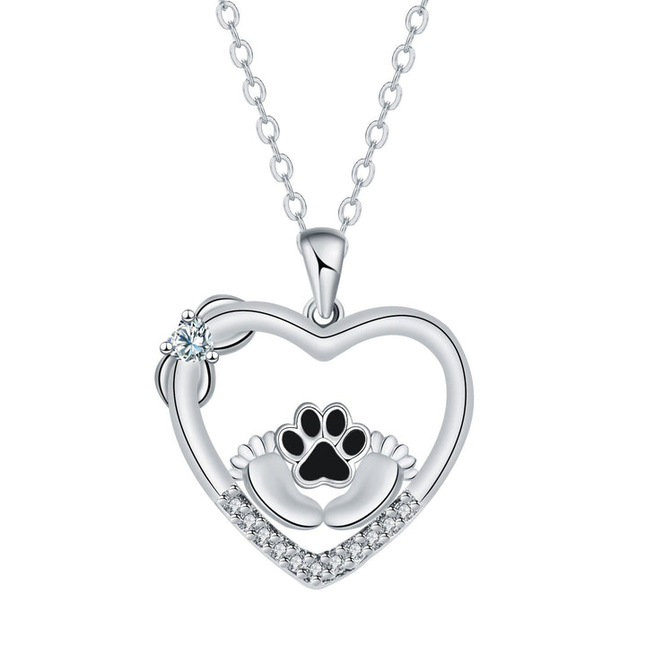 Collier empreinte de patte de chien Little Feet et zirconia
