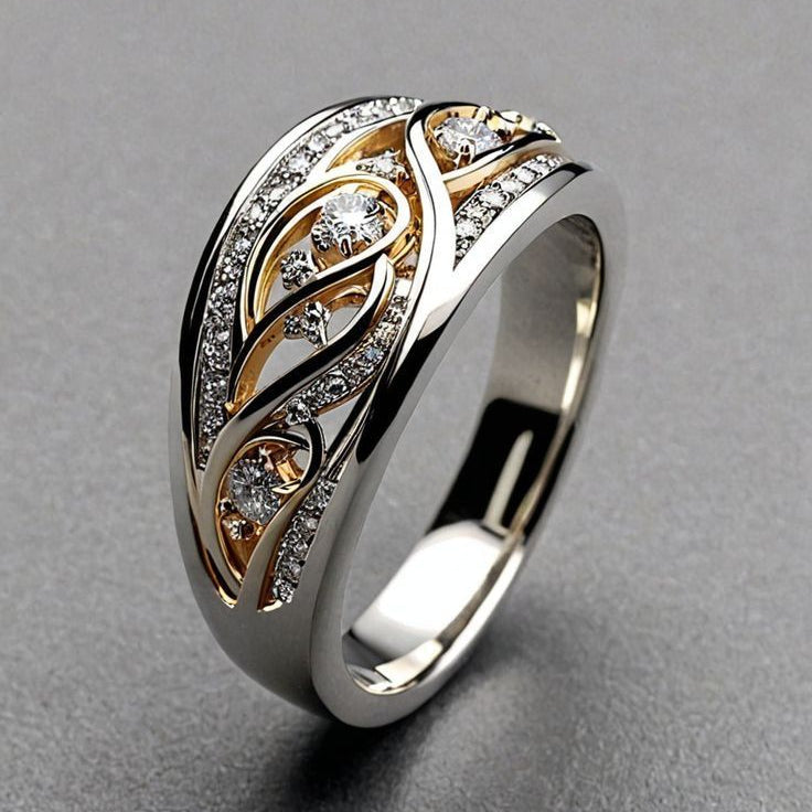 Bague Creuse en Or et Argent