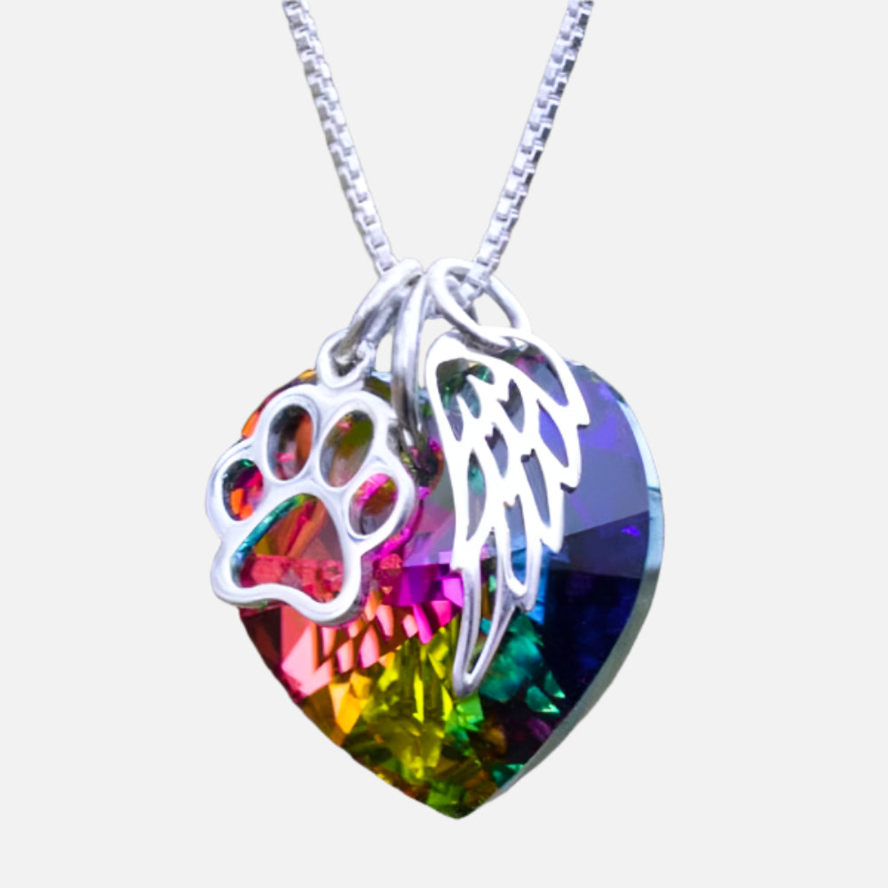 Collier Mémorial Arc-en-Ciel avec Pendentif Cœur