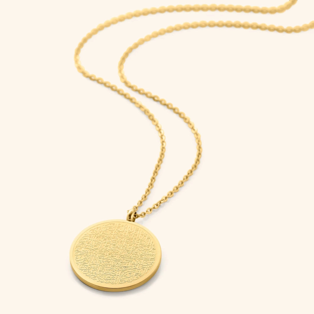 Collier Pendentif Rond Doré