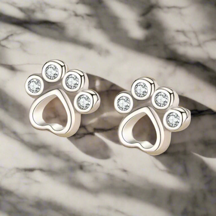 Boucles d'oreilles en argent sterling en forme de patte – Avec zirconia étincelants
