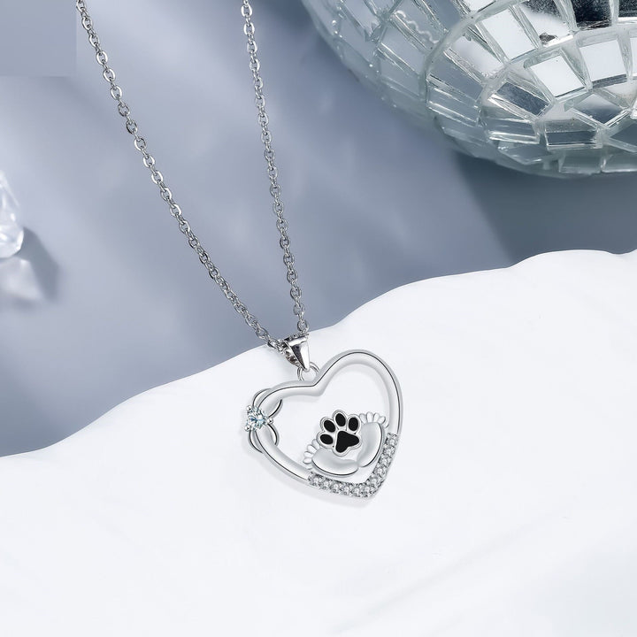Collier empreinte de patte de chien Little Feet et zirconia