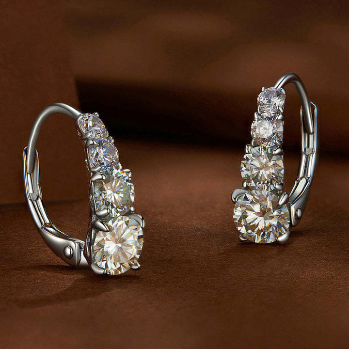 Boucles d'oreilles Carol quatre pierres | Or blanc 16k
