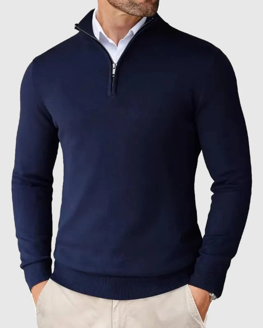 Pull demi-zip en maille fine