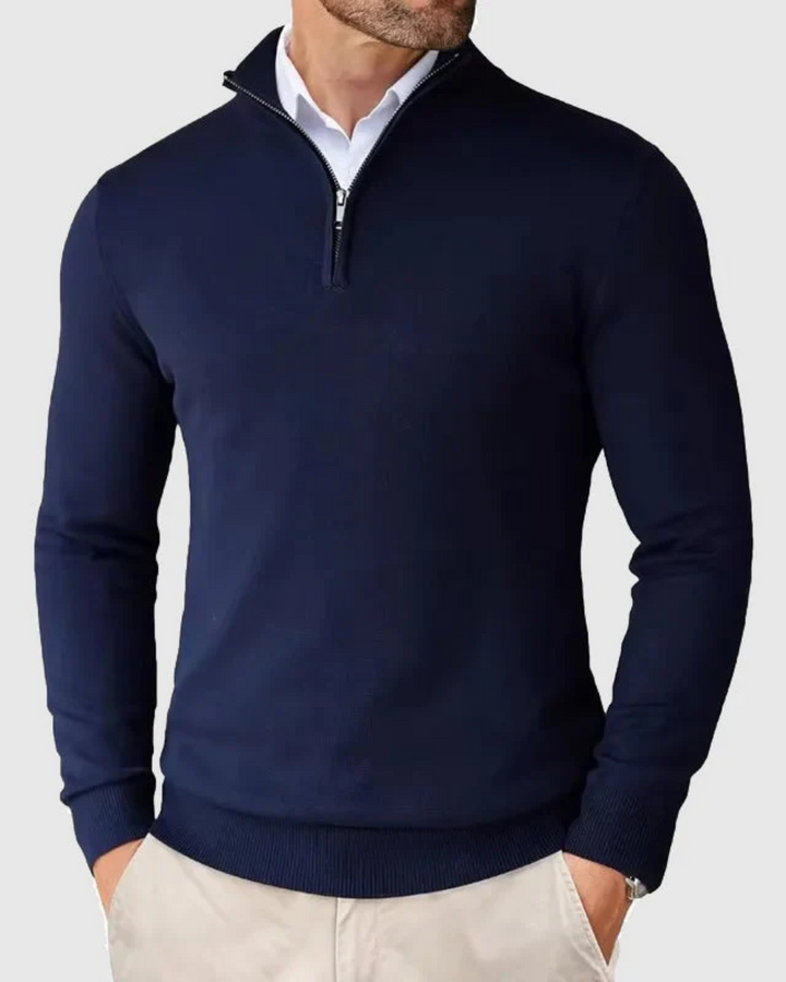 Pull demi-zip en maille fine