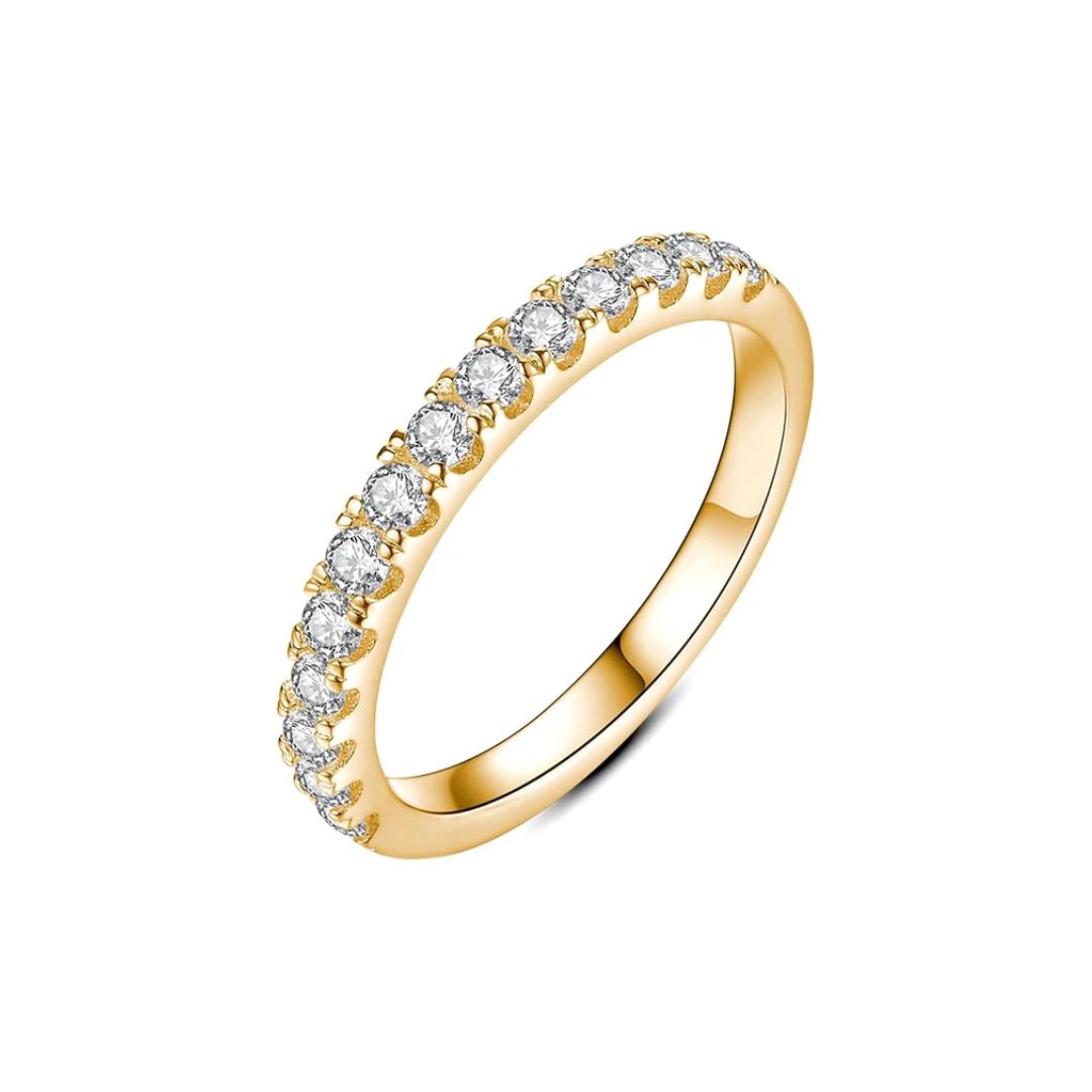 Bague en Cristal Doré Incrustée Élégante