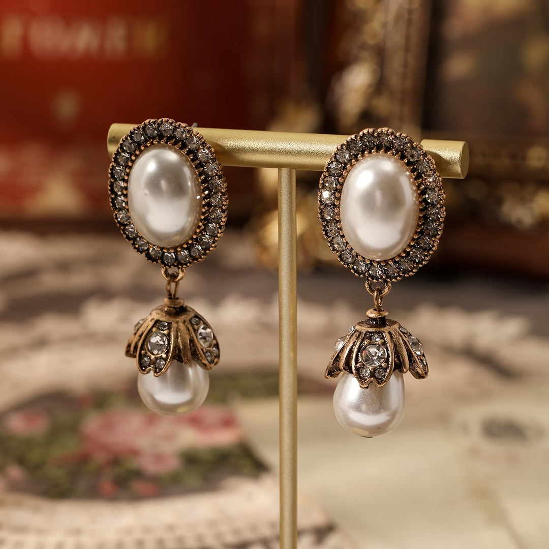 Boucles d'oreilles pendantes en perles vintage