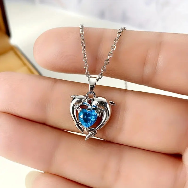 Collier Oceanheart Twins | Or Blanc