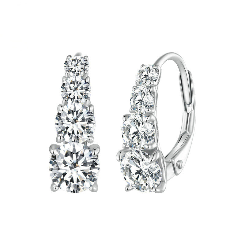 Boucles d'oreilles Carol quatre pierres | Or blanc 16k