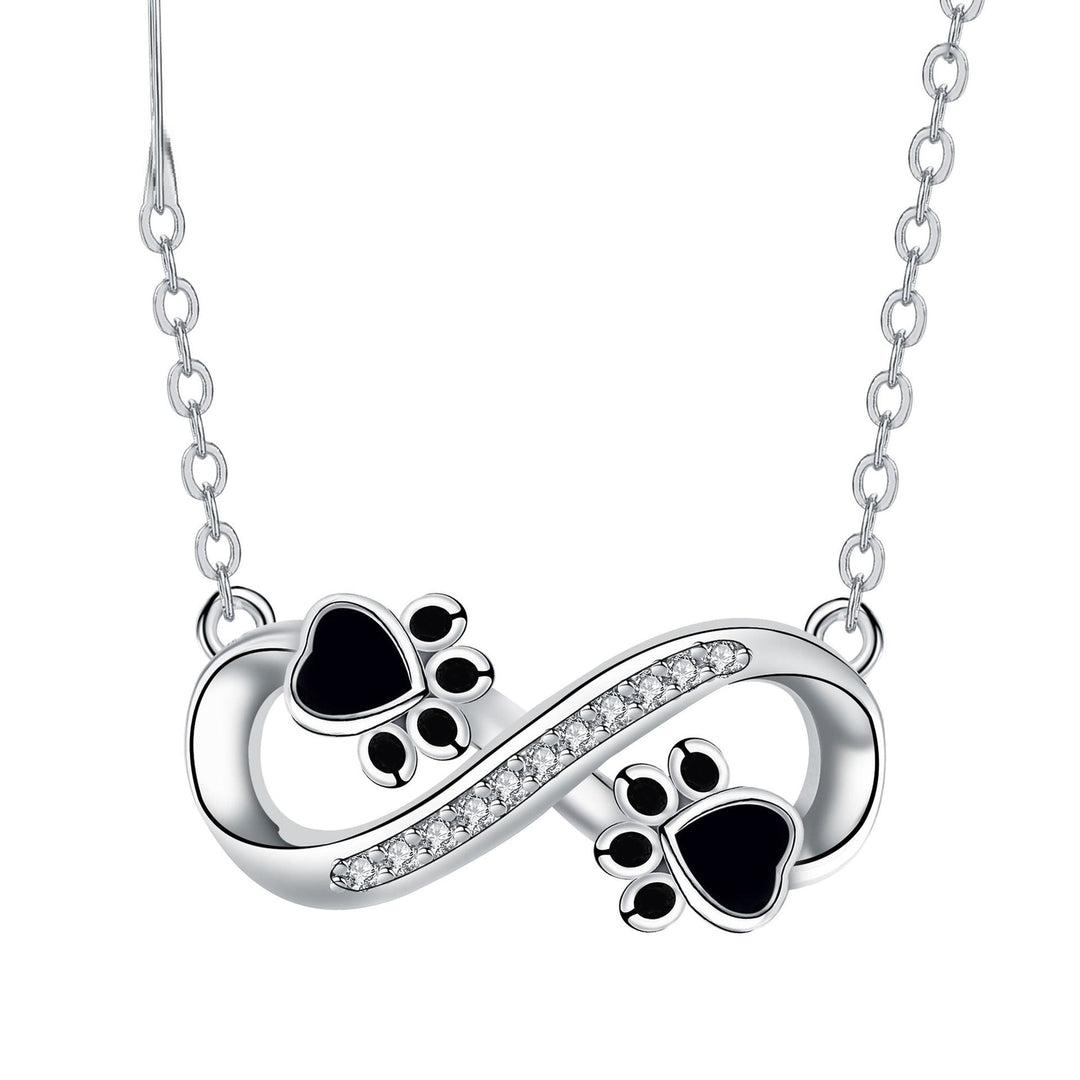 Collier Infini avec Empreinte de Patte et Zirconia