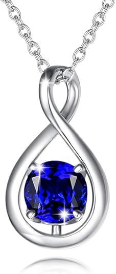 Collier Pendentif Infini en Saphir | Or Blanc