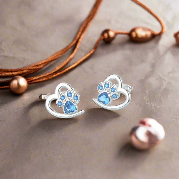 Boucles d'oreilles Pattes et Cœur avec Zirconia