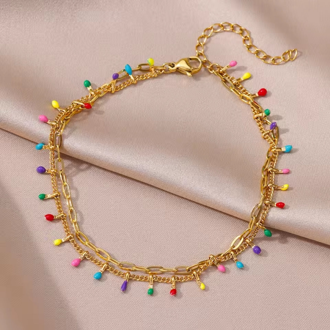 Bracelet en Cristaux Colorés Doré