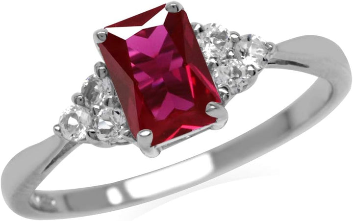 Bague en Rubis Taillée en Octogone | Or Blanc