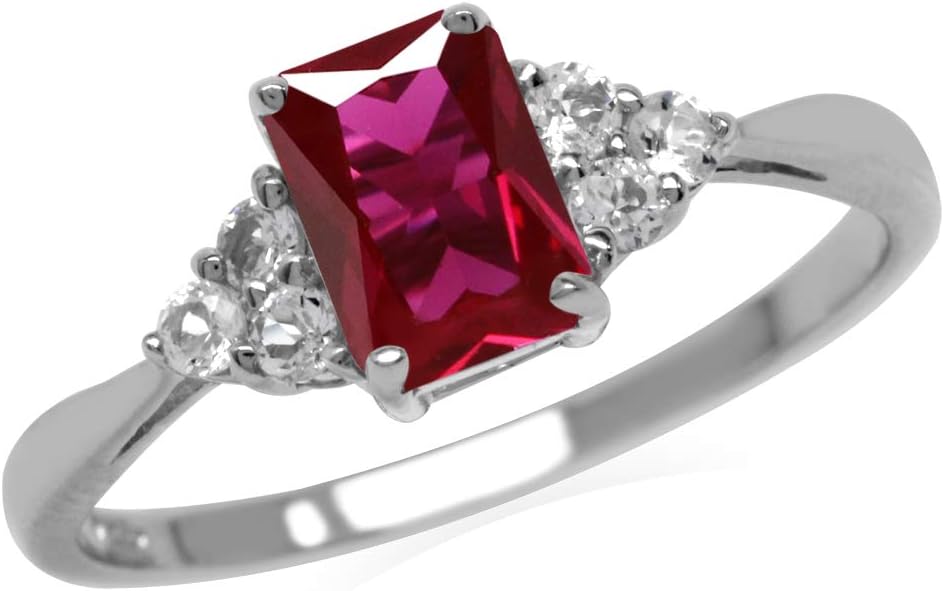 Bague en Rubis Taillé en Octogone | Or Blanc