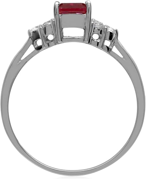 Bague en Rubis Taillée en Octogone | Or Blanc