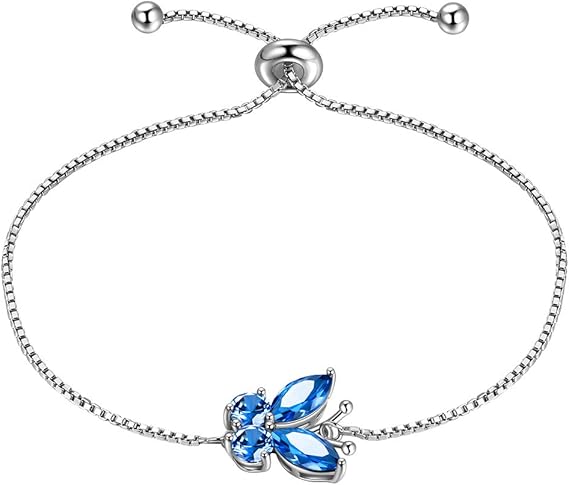 Bracelet Papillon Saphir | Or Blanc