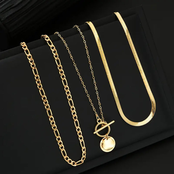 Collier superposé en pièce texturée Savira | Or