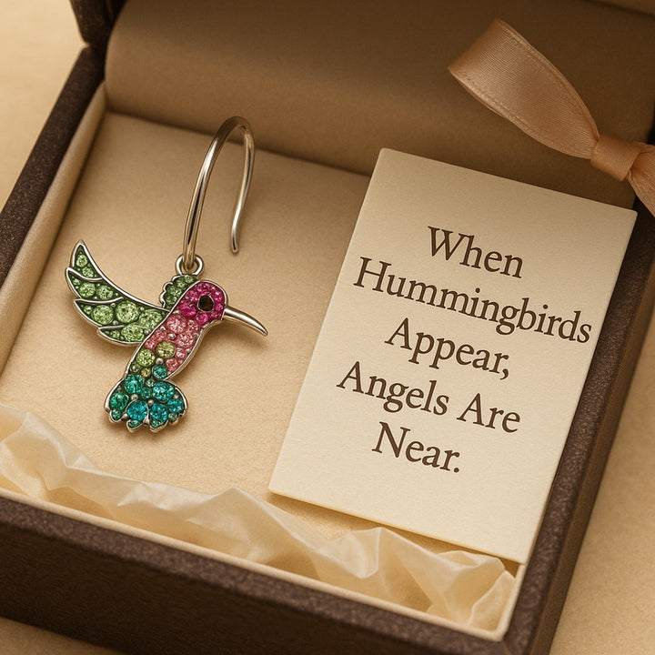 Boucles d'oreilles étincelantes de colibri coloré