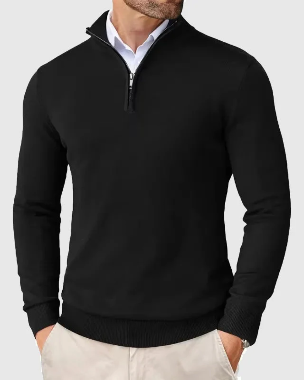 Pull demi-zip en maille fine