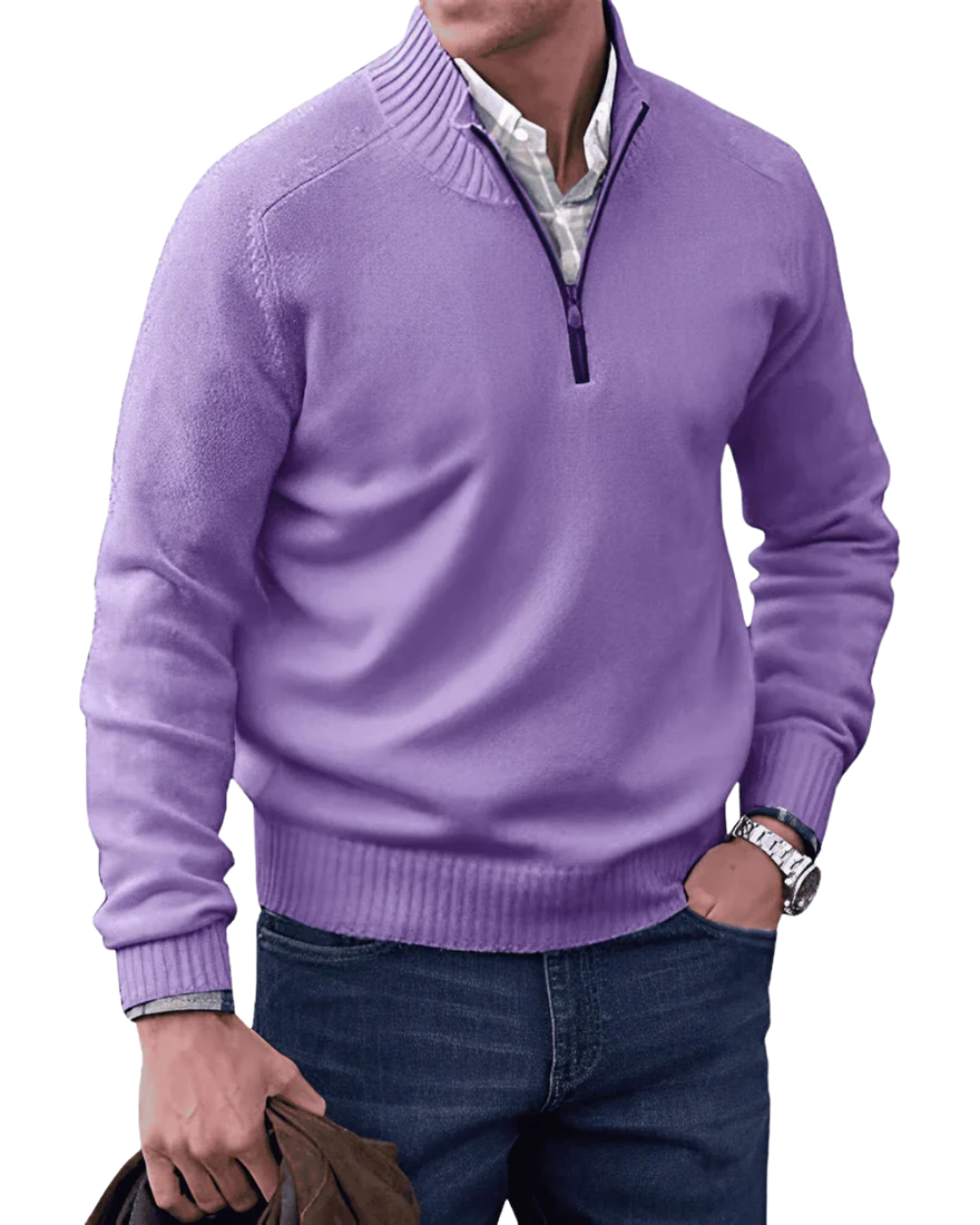 Pull demi-zip intemporel