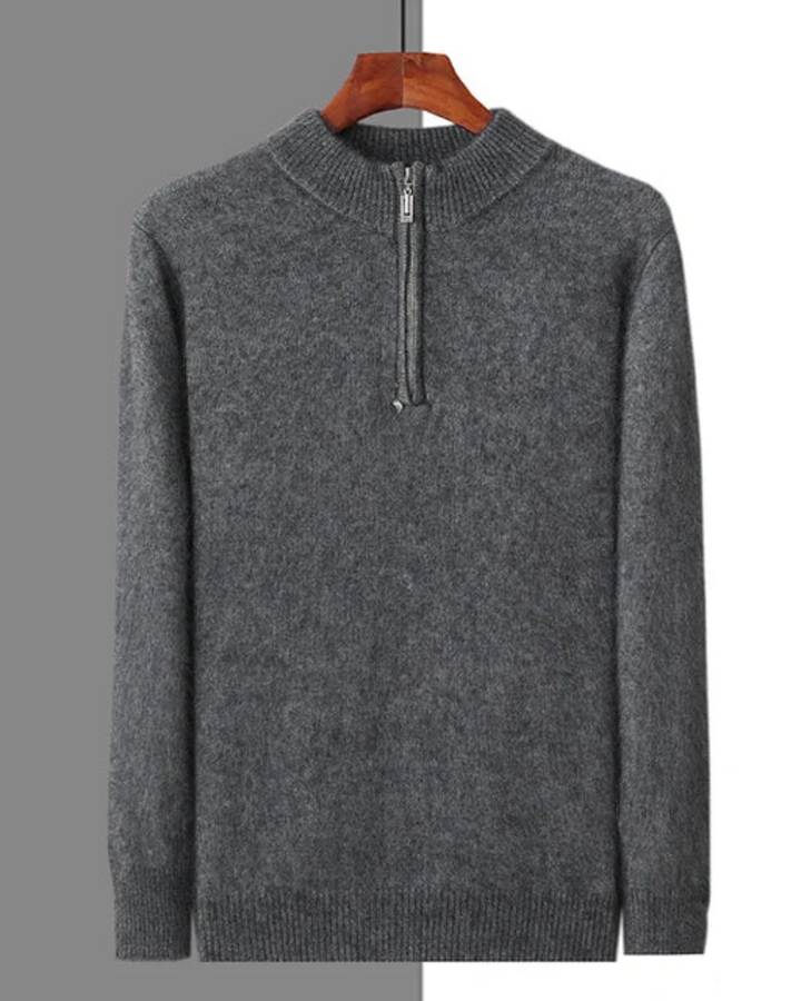 Pull zippé en cachemire classique