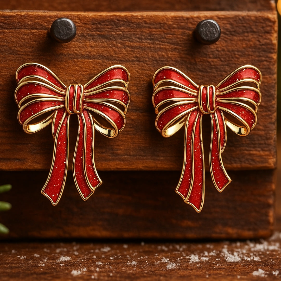 Boucles d'oreilles en ruban de Noël