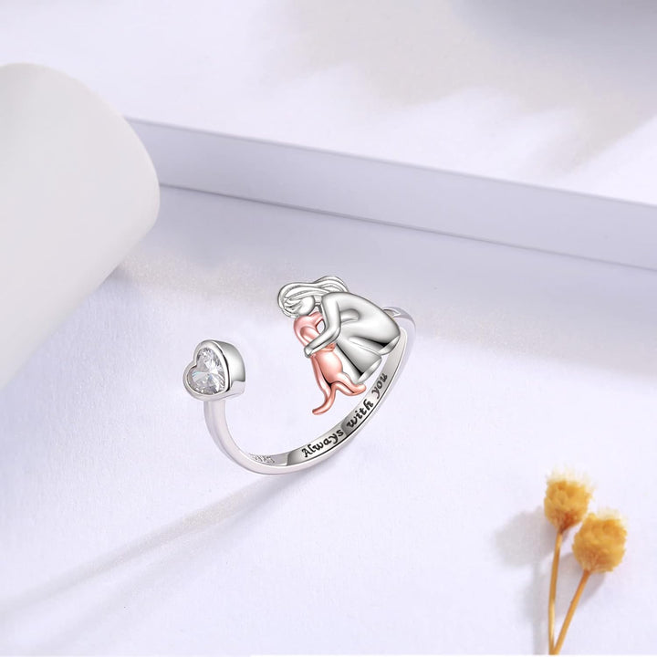 Bague Ajustable en Argent Sterling 925 – “Toujours dans Mon Cœur” avec Zirconium