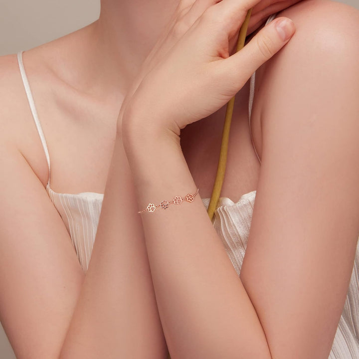 Bracelet en Argent Sterling avec Empreinte de Patte – Taille Ajustable