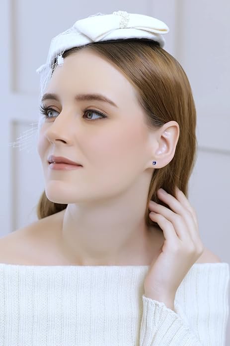 Boucles d'oreilles en saphir classique | Or blanc