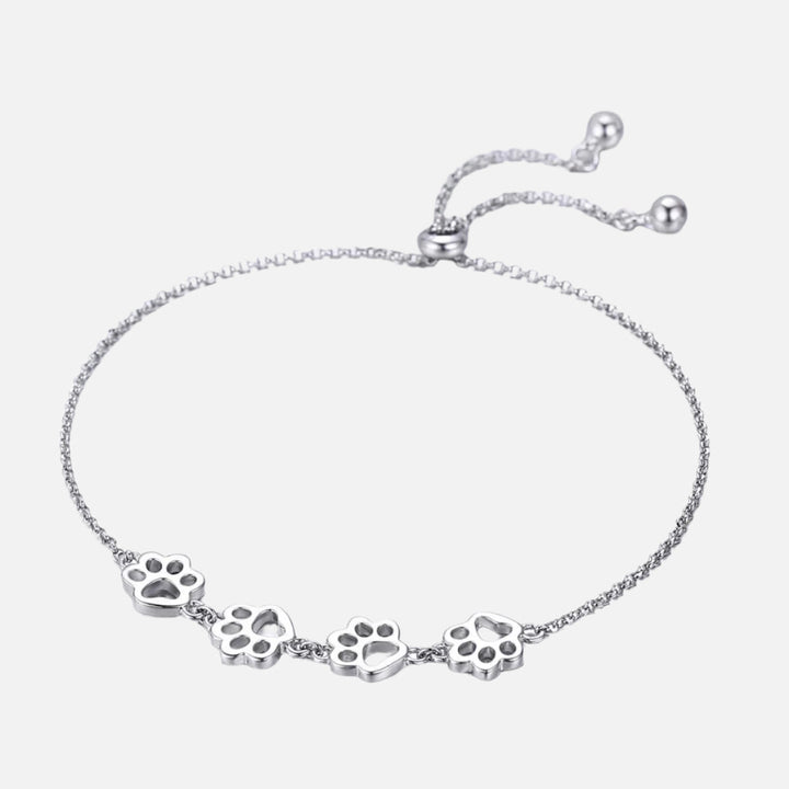 Bracelet en Argent Sterling avec Empreinte de Patte – Ajustable