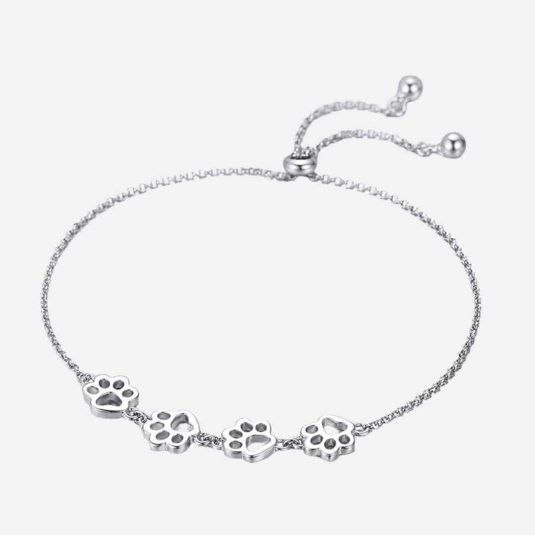 Bracelet en Argent Sterling avec Empreinte de Patte – Taille Ajustable