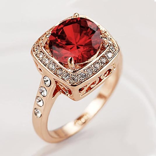 Bague Statement Halo en Rubis | Or Rose