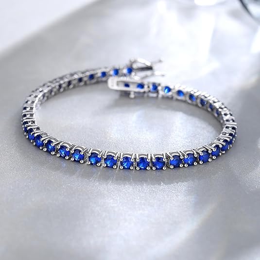 Bracelet Tennis Saphir | Or Blanc