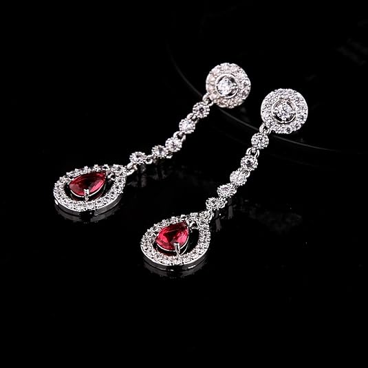 Ensemble Collier et Boucles d'Oreilles Ruby Halo | Or Blanc