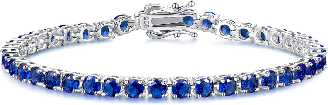 Bracelet Tennis Saphir | Or Blanc