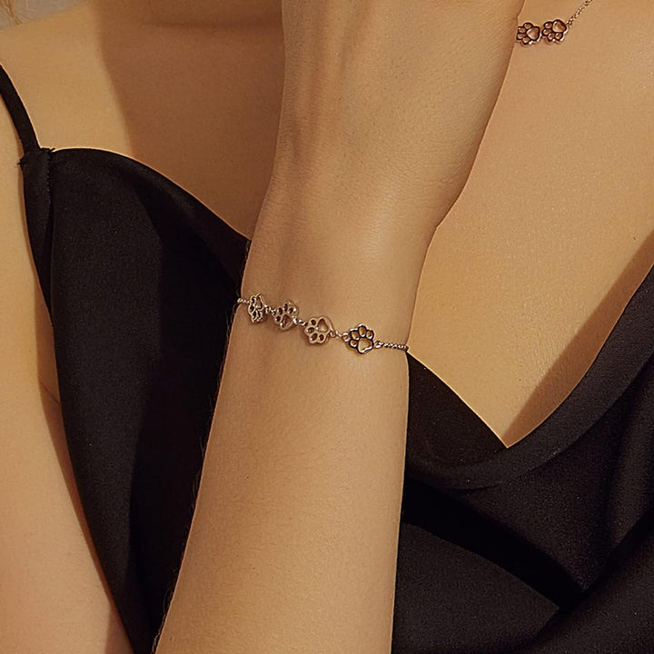 Bracelet en Argent Sterling avec Empreinte de Patte – Taille Ajustable
