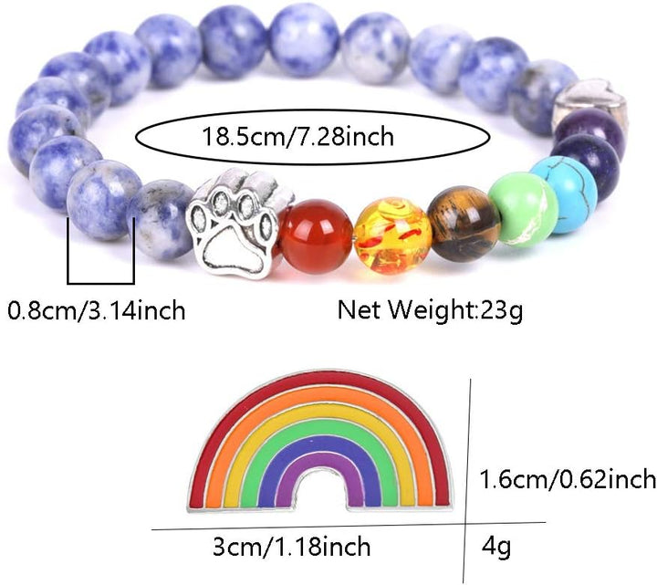 Bracelet Mémorial Pont Arc-en-Ciel – Cadeau de Perles 7 Chakras pour la Perte d'Animal