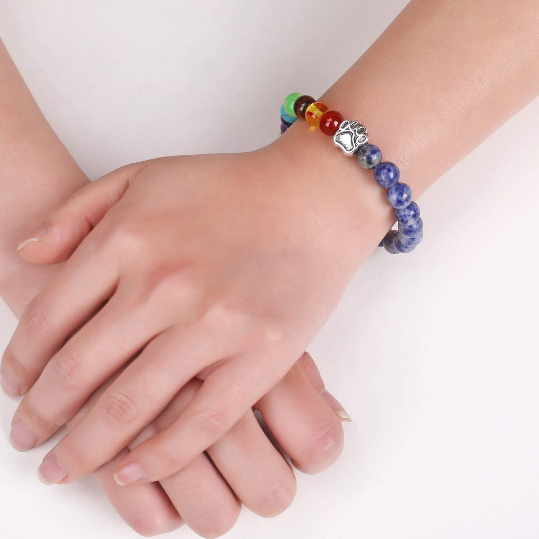 Bracelet commémoratif du Pont Arc-en-ciel – Cadeau de perles 7 Chakras pour la perte d'un animal