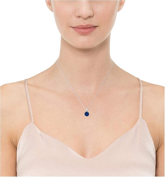 Collier en Saphir Taillé Rond | Or Blanc