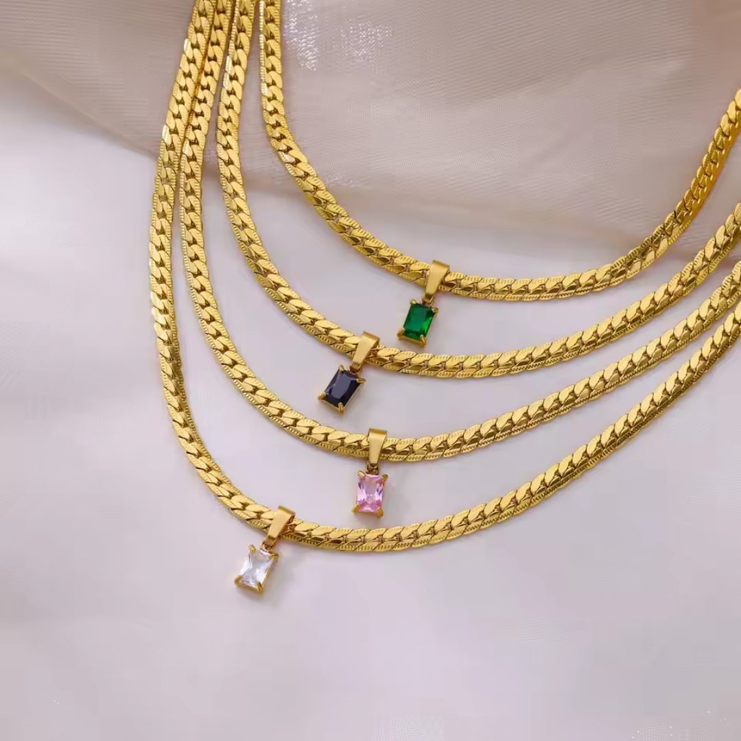 Collier en Cristal Superposé Doré