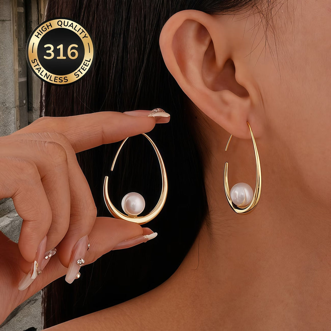 Boucles d'oreilles créoles en perles de croissant