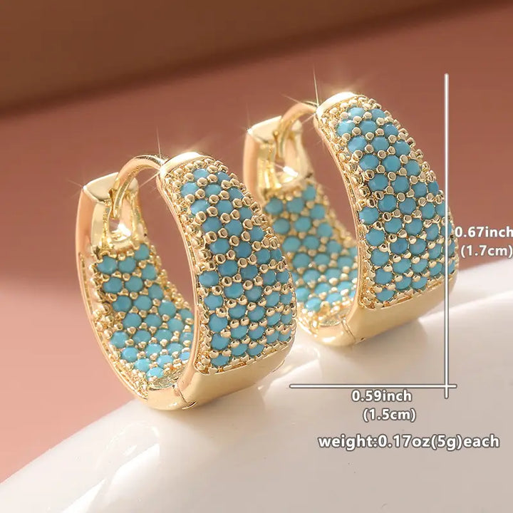Boucles d'oreilles créoles en turquoise et ton doré | Or