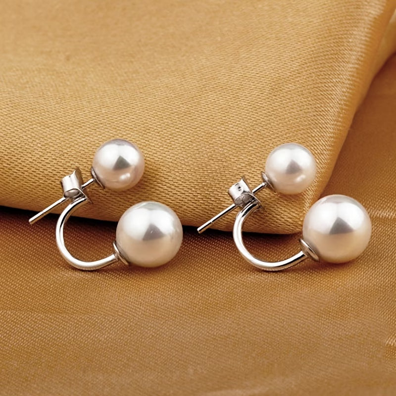 Boucles d'oreilles à déclaration avec double perle