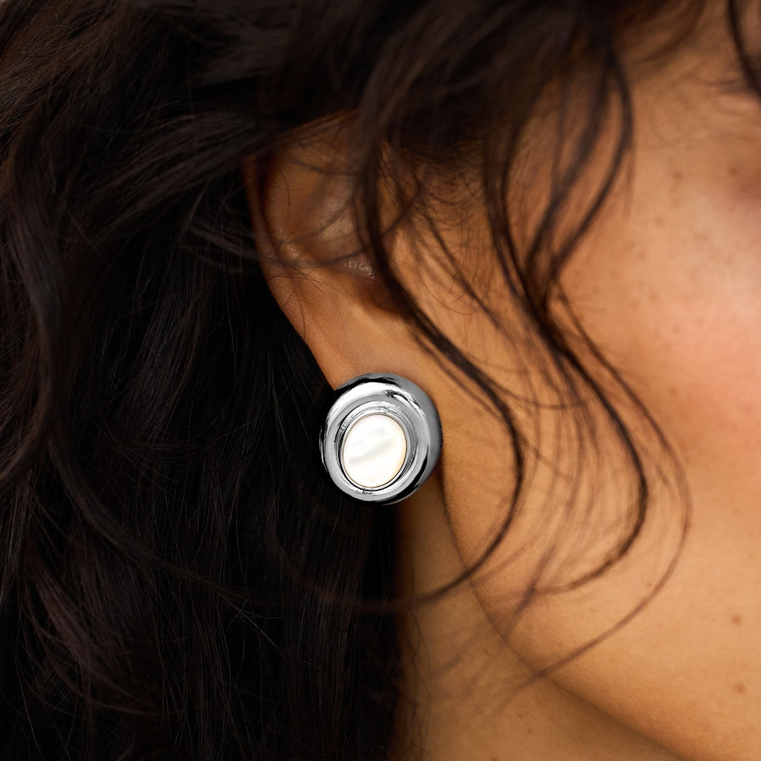 Boucles d'oreilles Giselle en perles | Or blanc 14k
