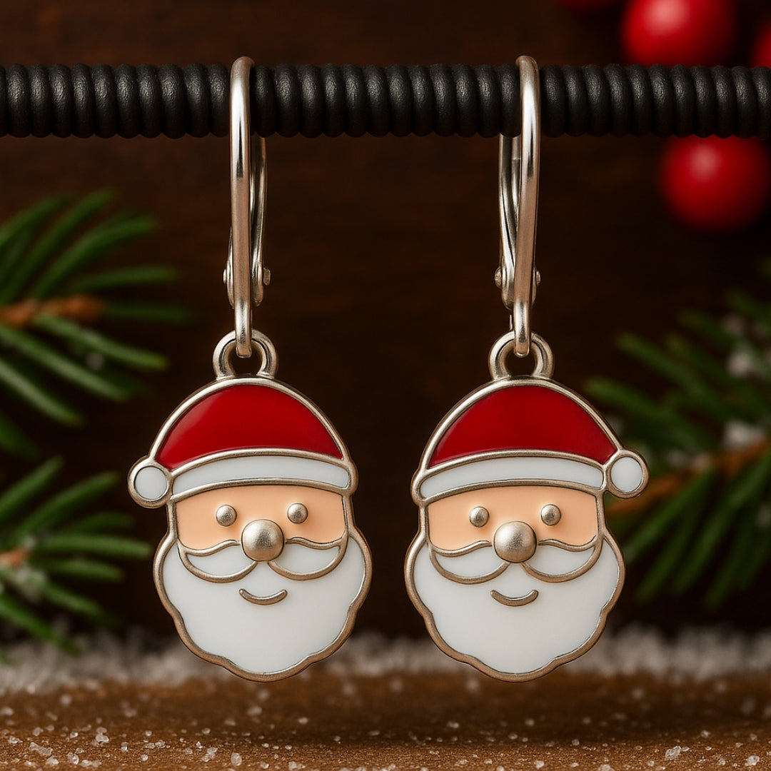 Boucles d'oreilles Santa en émail peint à la main