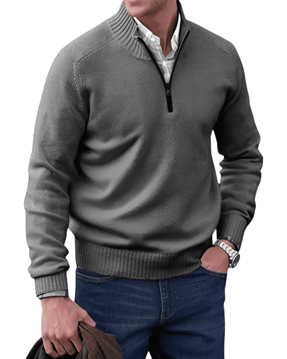 Pull demi-zip intemporel